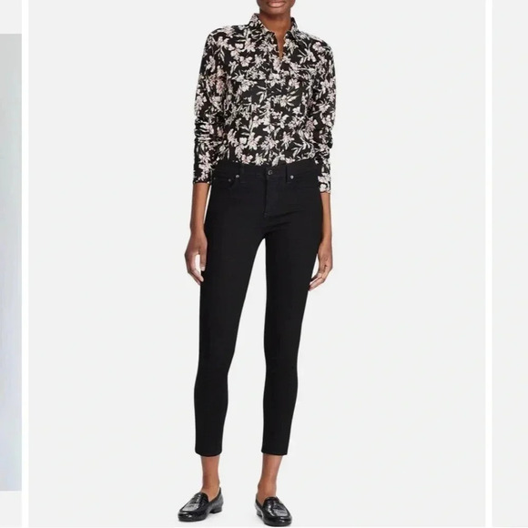 Lauren Ralph Lauren Tops - Lauren Ralph Lauren Courtenay black with pink floral design top size small